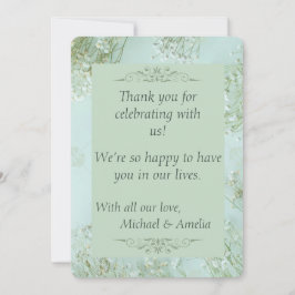 Pastel Aquamarine weiße Blume Hochzeit Danke Karte