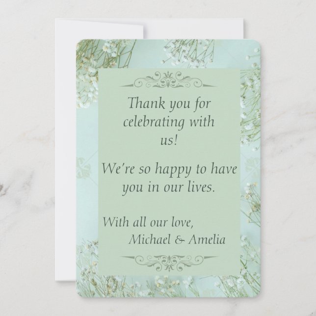 Pastel Aquamarine weiße Blume Hochzeit Danke Karte (Vorderseite)