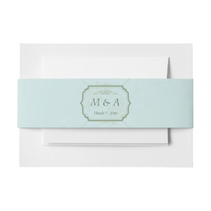 Pastel Aquamarine weiße Blume Hochzeit Einladungsbanderole