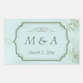 Pastel Aquamarine weiße Blume Hochzeit Rechteckiger Aufkleber