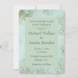 Pastel Aquamarine weiße Blume Hochzeit Runde Einla Einladung