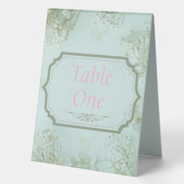 Pastel Aquamarine weiße Blume Hochzeit Tischaufsteller