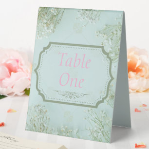 Pastel Aquamarine weiße Blume Hochzeit Tischaufsteller