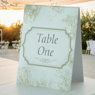 Pastel Aquamarine weiße Blume Hochzeit Tischaufsteller