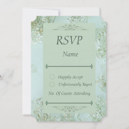 Pastel Aquamarine weiße Blume Hochzeitsticket RSVP
