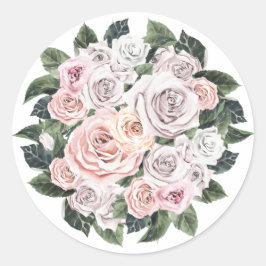 Pastel Aquarell Rose Runder Aufkleber
