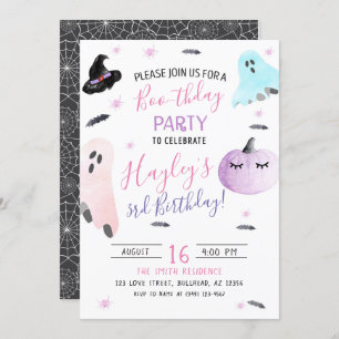 Pastel Aquarelle Boothday Ghost Invitation