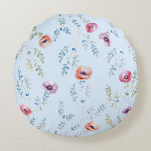 Pastel Aquarelle Botanique Coussin Rond