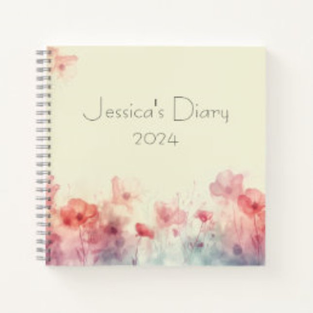 Pastel Aquarelle Carnet personnalisé (Watercolor Abstract Floral Design Personalized Journal/Diary)