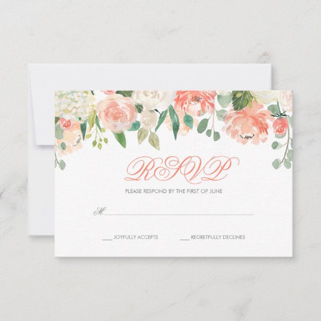 Pastel Aquarelle Fleurs Bat mitzvah RSVP (Devant)