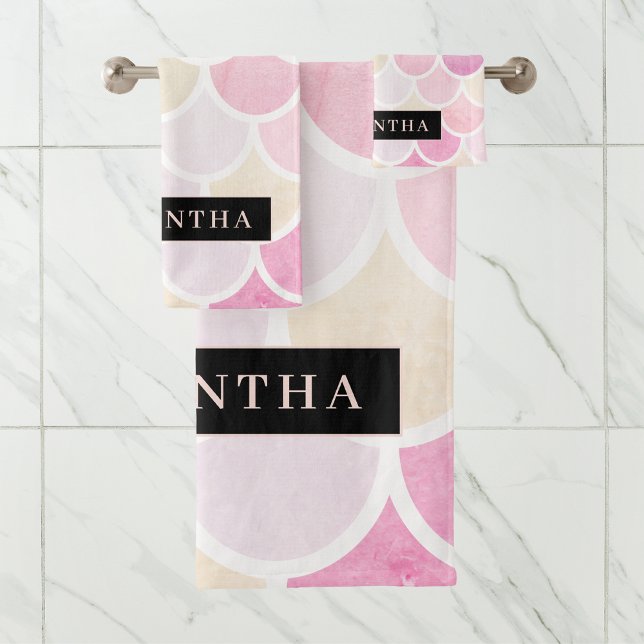 Pastel Aquarelle Sirène Motif avec nom (Créateur téléchargé)