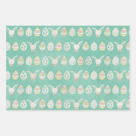 Pastel Aquarelleier Bunny Merry Oster Geschenkpapier Set