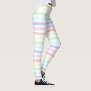 Pastel Arc-en-ciel et leggings rayés blancs