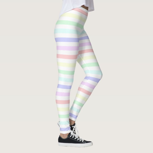 Pastel Arc-en-ciel et leggings rayés blancs (Droite)