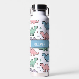 Pastel Arcade Dinosaur Pixel Silhouette Muster Trinkflasche