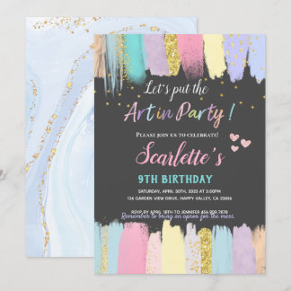 Pastel Art Malerei Party Girl Einladung