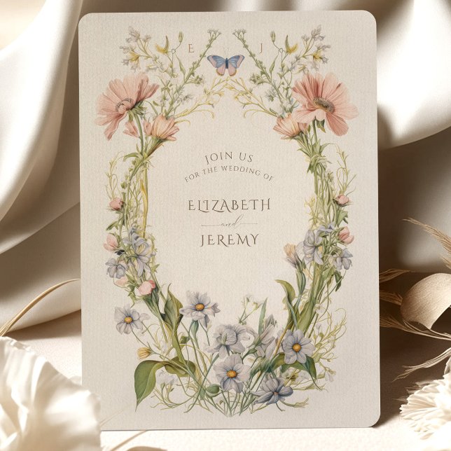 Pastel Art Nouveau Wildblume Hochzeit Einladung (Von Creator hochgeladen)