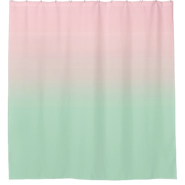 Pastel Ästhetik Ombre Gradient Pink Minze Green Duschvorhang (Vorderseite)