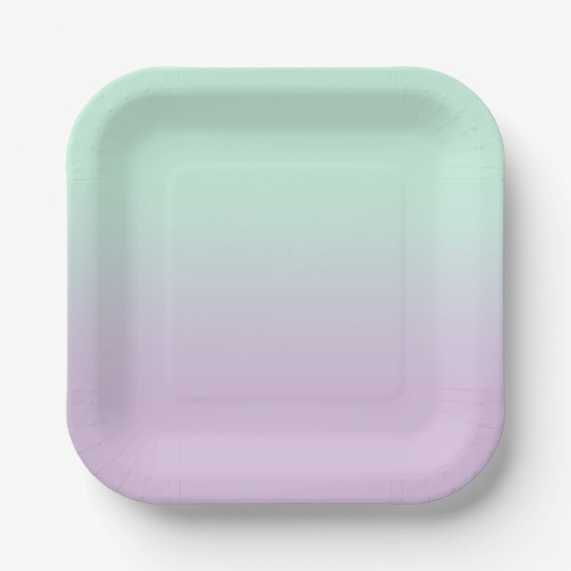 Pastel ästhetische Minze und Lilac Gradient Ombre Pappteller (Vorderseite)