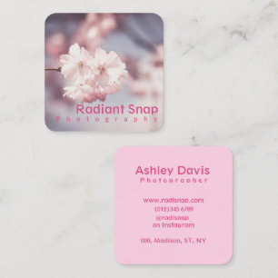 Pastel Ästhetisches Pink Sakura Fotografie Quadratische Visitenkarte