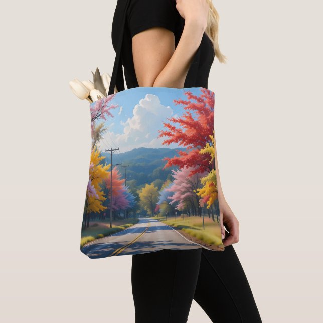 Pastel Autumn Country Road Watercolor Tasche (Von Nahem)
