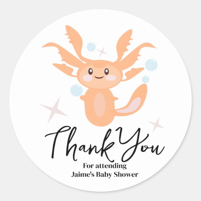 Pastel Axolotl Ocean Creature Babydusche Runder Aufkleber (Vorderseite)