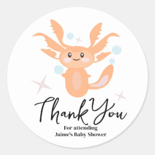 Pastel Axolotl Ocean Creature Babydusche Runder Aufkleber