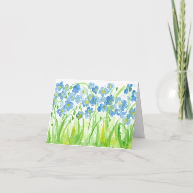 Pastel Baby Blue Aquarelle Fleurs Merci (Devant)