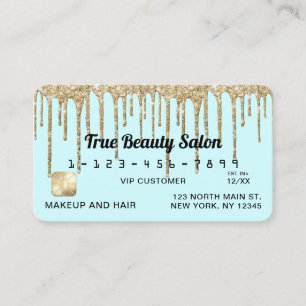 Pastel Baby Blue Gold Glitzer Tropfen Credit Visitenkarte