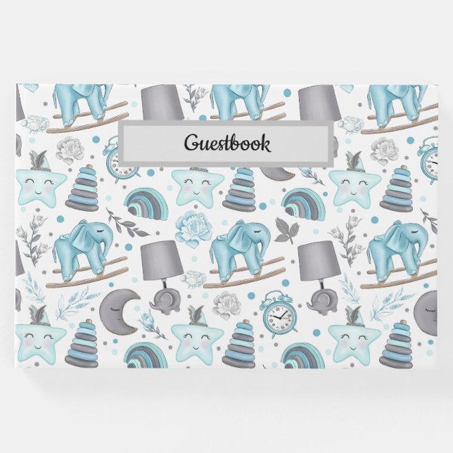 PASTEL BABY BOY BLUE ITEMS TOYS GÄSTEBUCH (Vorderseite)