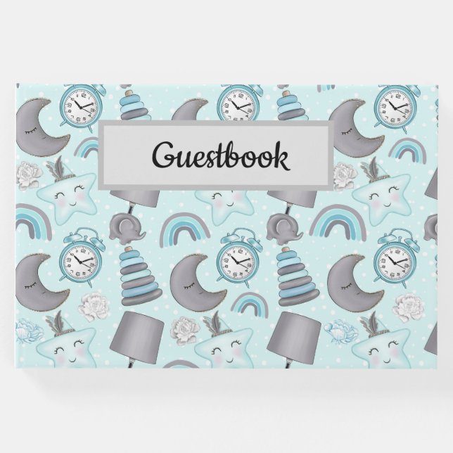 PASTEL BABY BOY BLUE ITEMS TOYS GÄSTEBUCH (Vorderseite)