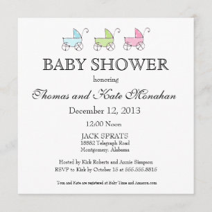 Pastel Baby Carriage Douche Invitation