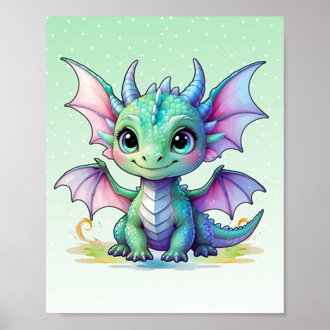 Pastel Baby Dragon Print Poster (Vorne)