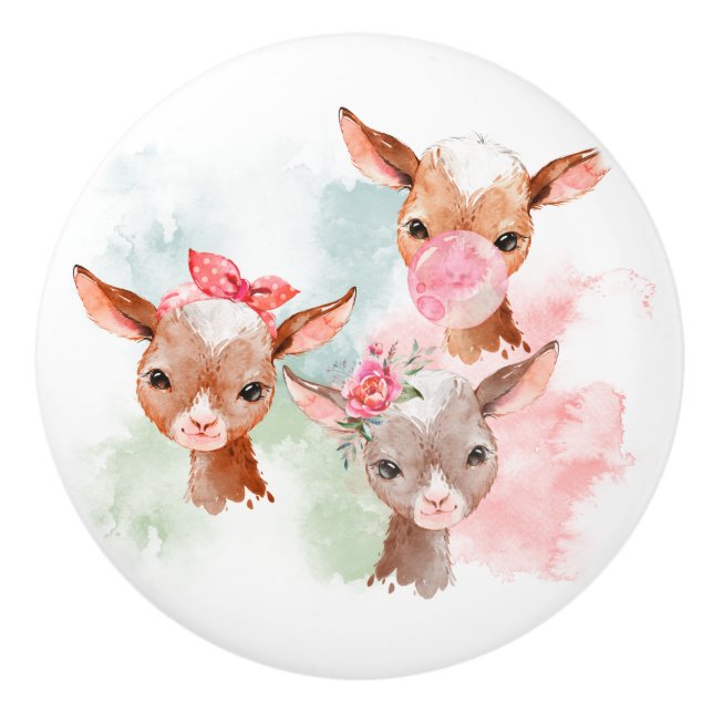 Pastel Baby Goats Keramikknauf (Vorderseite)