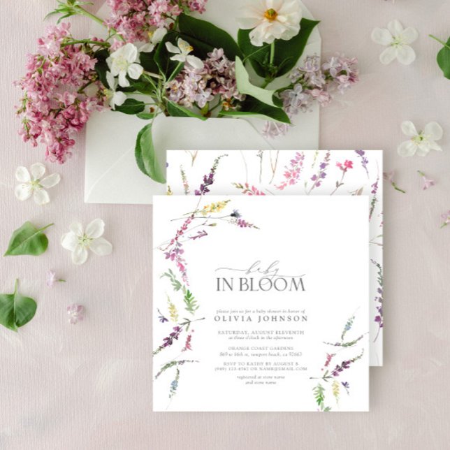 Pastel Baby in Bloom Script Bloral Baby Dusche Einladung (Von Creator hochgeladen)