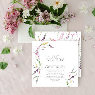 Pastel-Baby-in-Bloom-Script-Blumen-Baby-Party Einladung