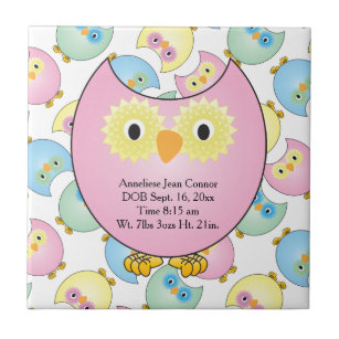 Pastel Baby Owl Kinderzimmer Thema in Rosa Fliese