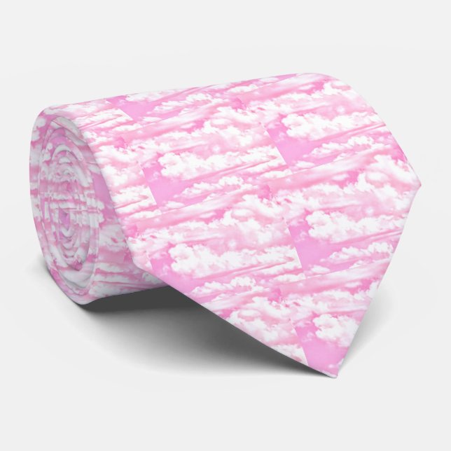Pastel Baby Pink Happy Clouds Dekoration Krawatte (Gerollt)