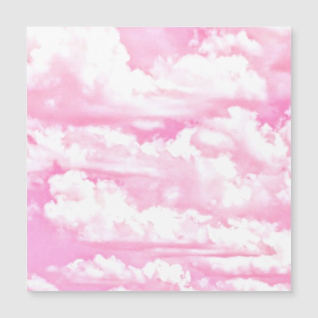 Pastel Baby Pink Happy Clouds Dekoration Magnetkarte (Vorderseite)