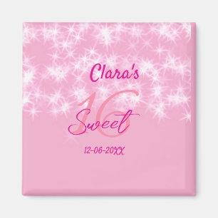 Pastel Baby pink süß 16 Geburtstag hinzufügen Name Magnet