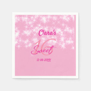 Pastel Baby pink süß 16 Geburtstag hinzufügen Name Serviette