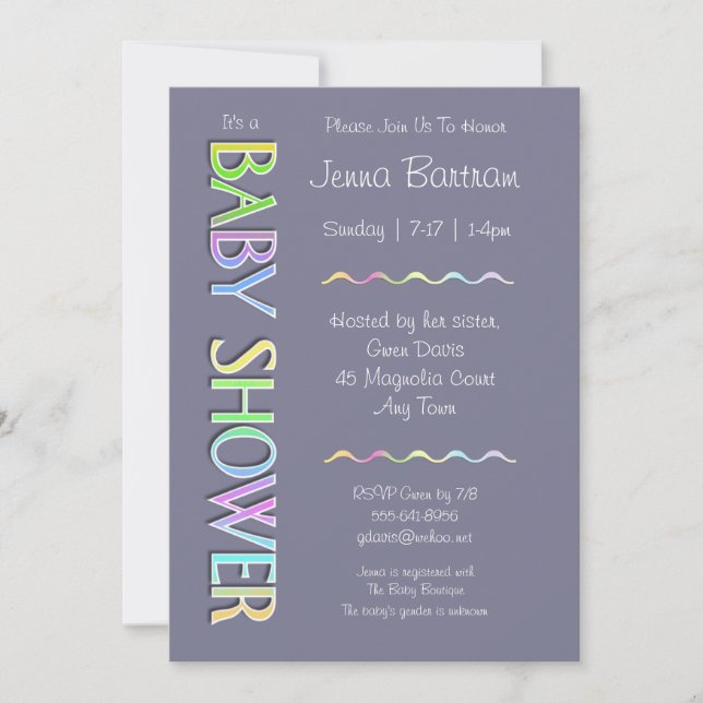 Pastel Baby shower Genre Neutre Invitation (Devant)