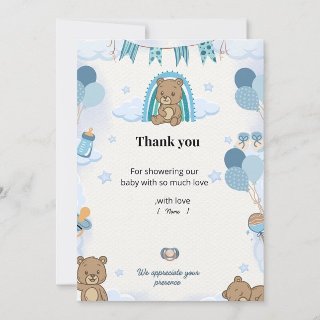 Pastel Baby Shower Thank You Card Dankeskarte (Vorderseite)