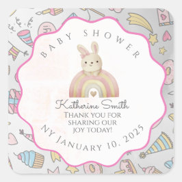  Pastel Baby Stickers: Adorable Icons, Editable Quadratischer Aufkleber