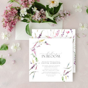Pastel-Babys in Bloom Schrift Blumen-Baby-Party Einladung