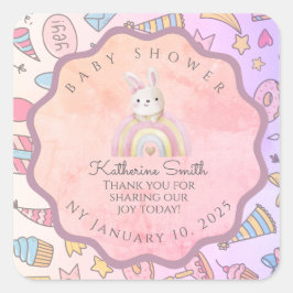 PASTEL babyshower Adorable Editable Celebration Quadratischer Aufkleber