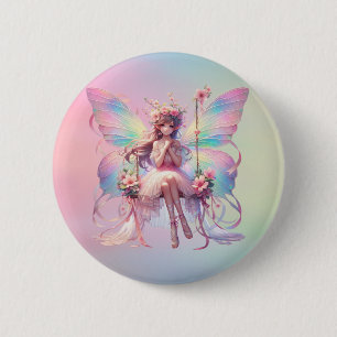 Pastel Ballerina Fairy Princess Girls Button