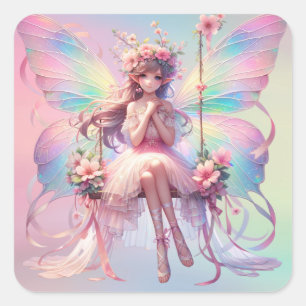 Pastel Ballerina Fairy Princess Girls Quadratischer Aufkleber