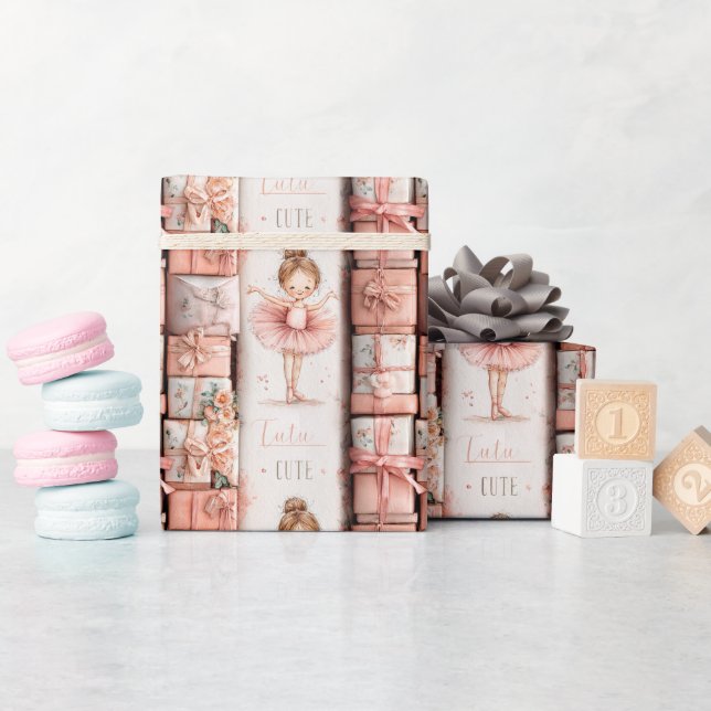 Pastel Ballet Theme with Ribbons and Tutus Geschenkpapier (Babyparty)