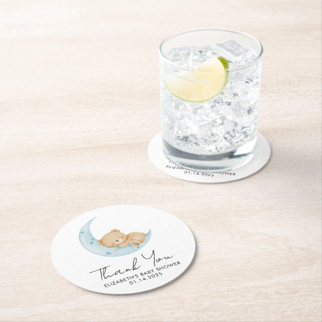 Pastel Balloon Baby Shower Runder Pappuntersetzer (Vor Ort)